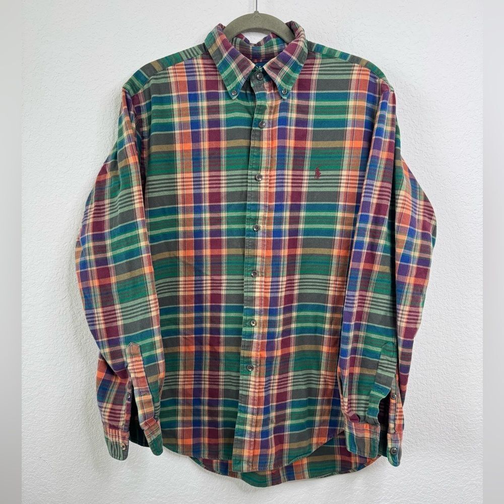 Polo Ralph Lauren Classic Fit Flannel Plaid Shirt Embroidered‎ Pony Men’s Sz L